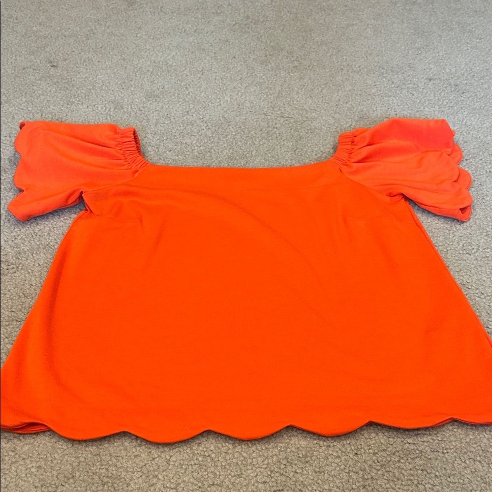 Banana Republic Orange Off-Shoulder Scalloped Hem Crop Top